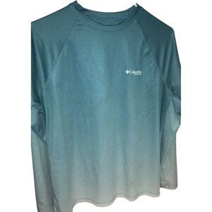 Columbia Youth Long-Sleeve Gradient Blue PFG Omni-Shade Fishing Shirt Size XL Li